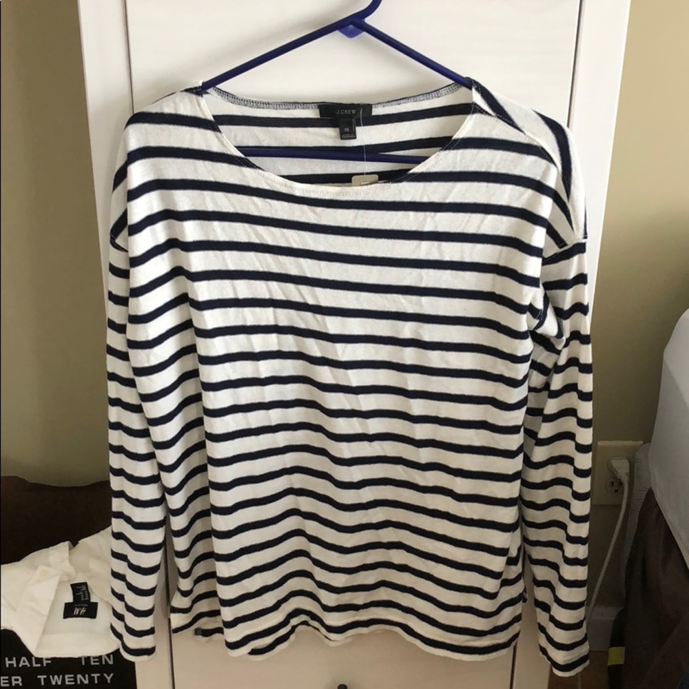 J crew striped scoop neck top